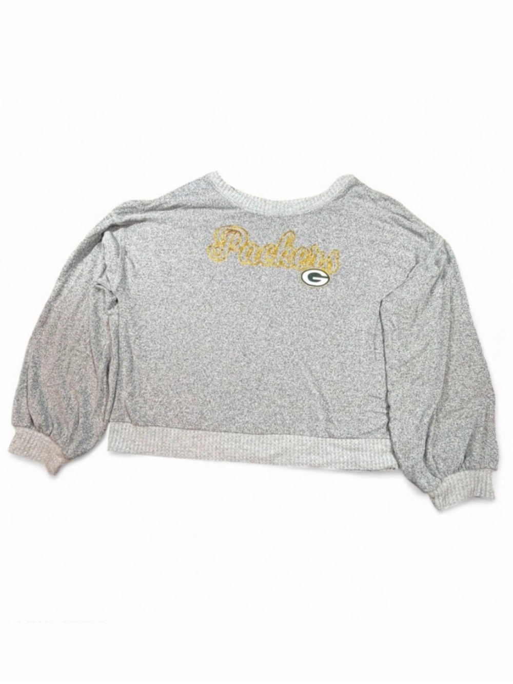 NFL Gray and Gold Packers Women's Crew Neck Sweater